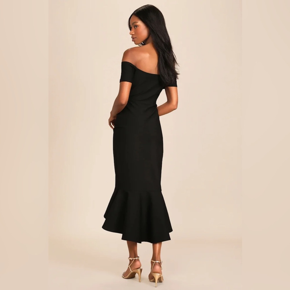 Lulus How Much I Care Black Off-the-Shoulder Midi Dress - Picture 3 of 11